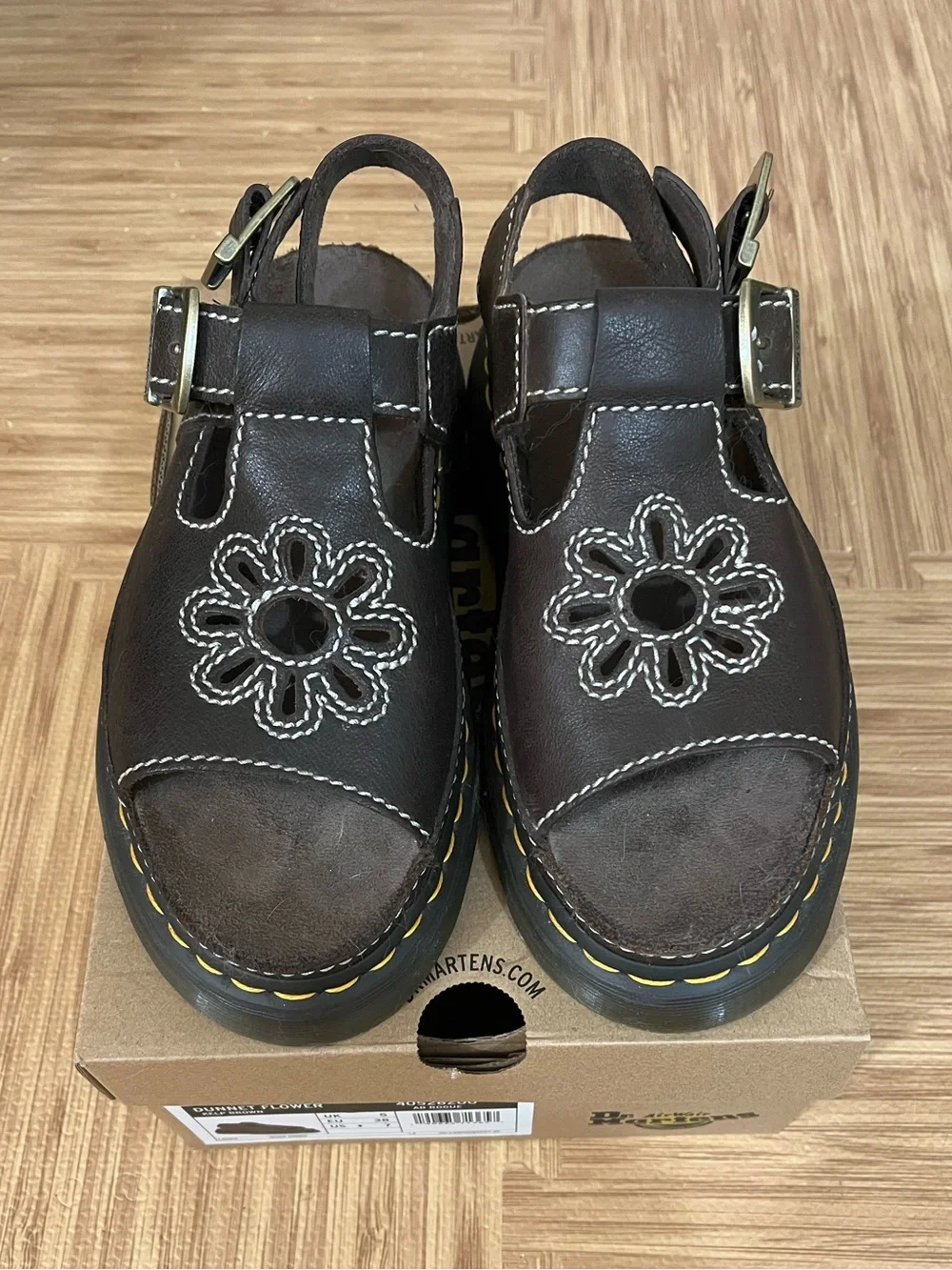 Dr Martens Dunnet Flower Brown Leather Sandals